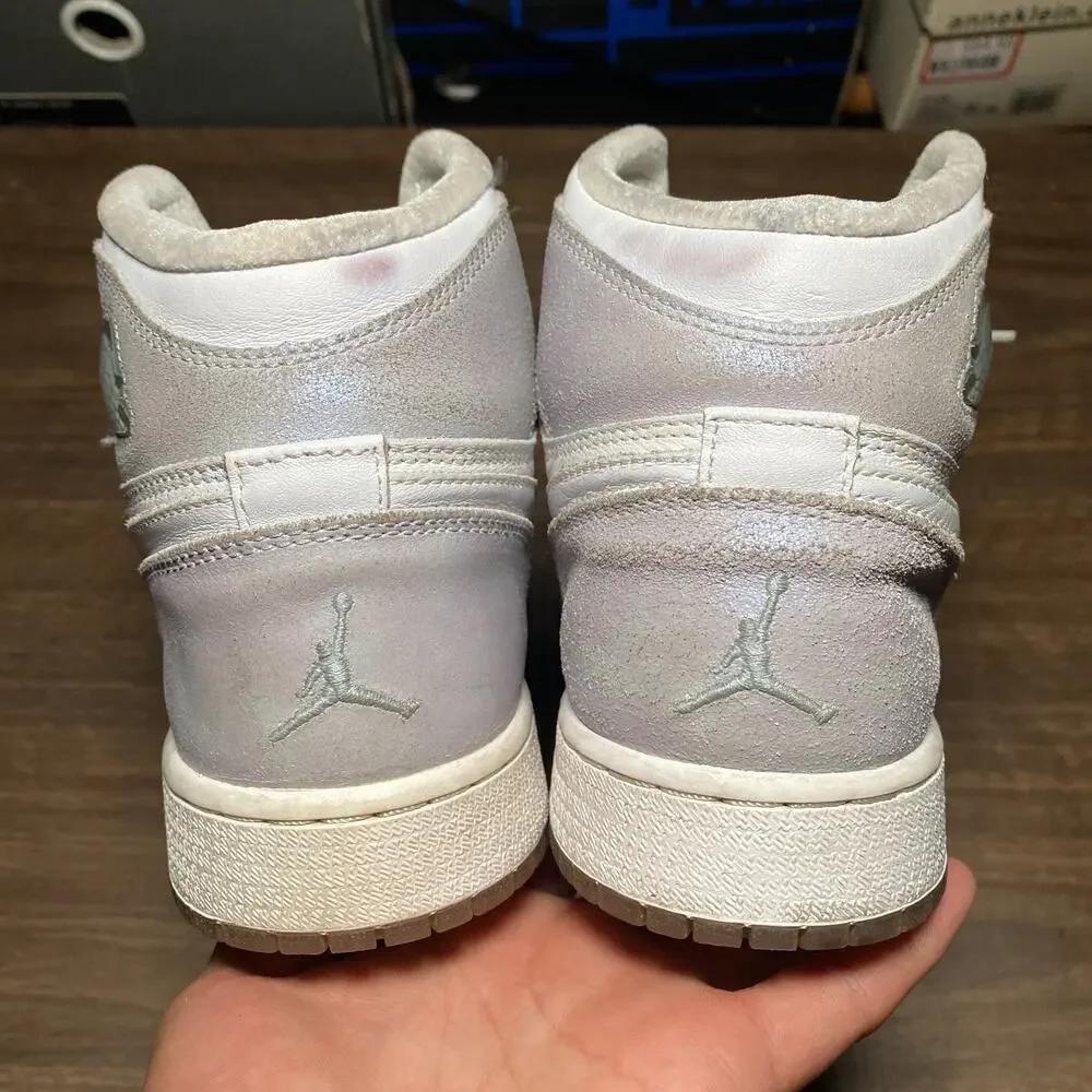 Kid's Air Jordan 1 Retro High White Metallic Silver Size 7Y 2008 (332148-101)